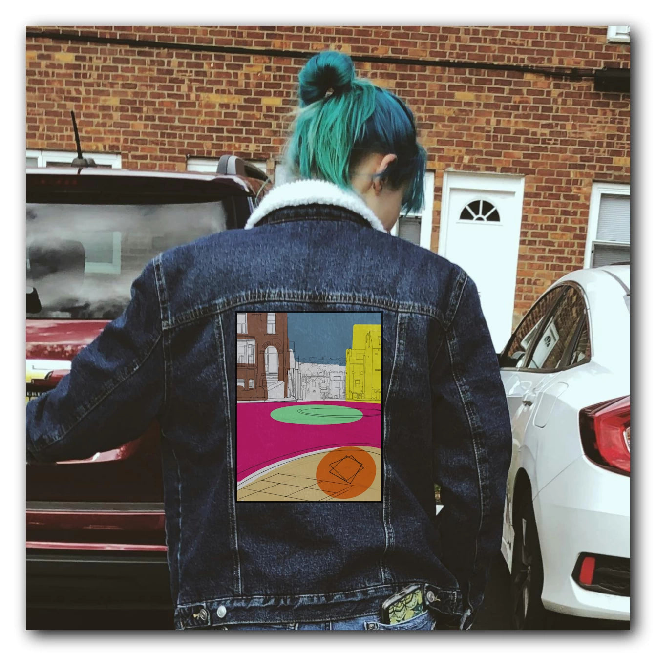 Sew on your custom-printed back patch to your jacket.
