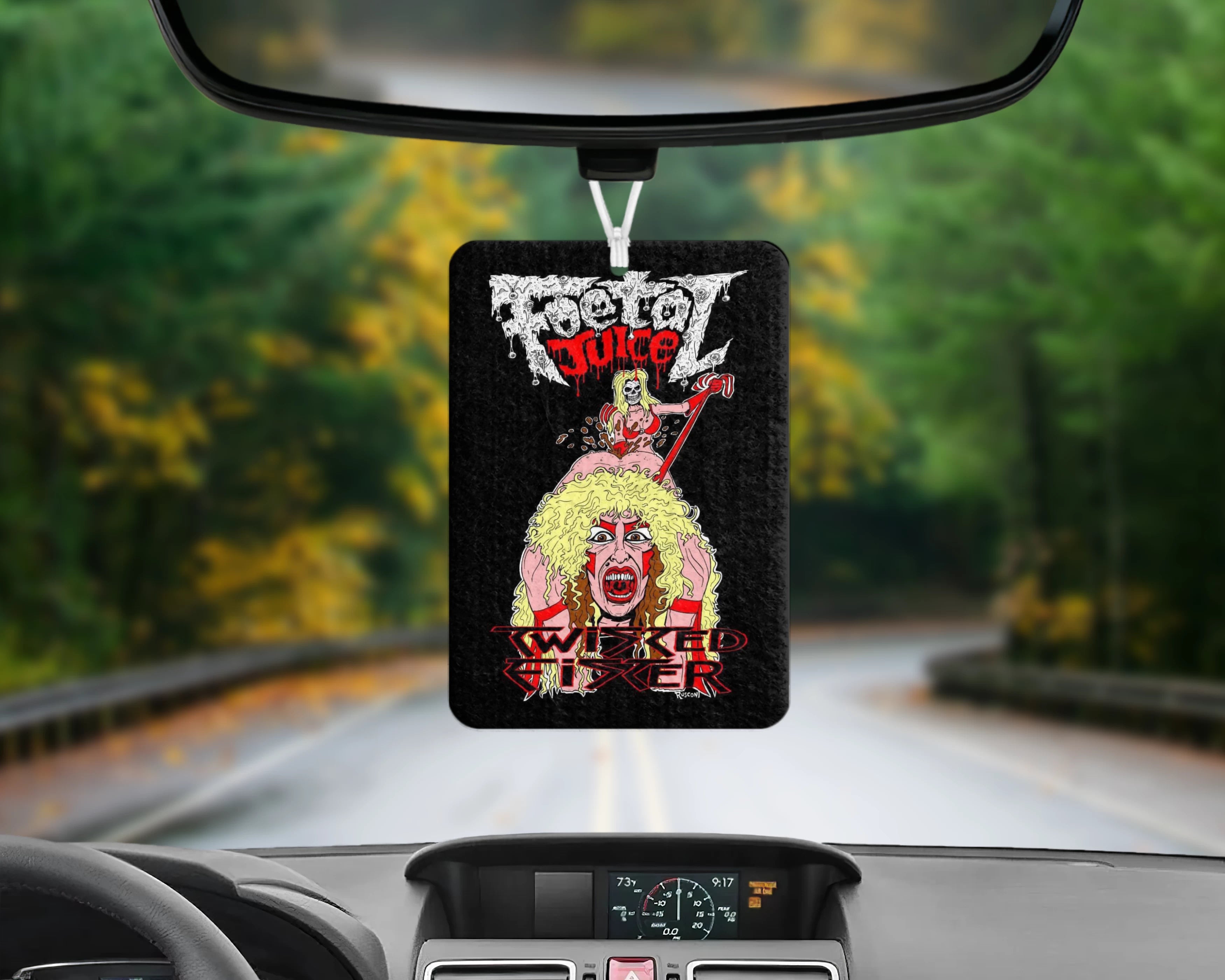 Hang up the official Foetal Juice, 'Twisted Fister' air freshener in your car, and keep it smelling fresh.