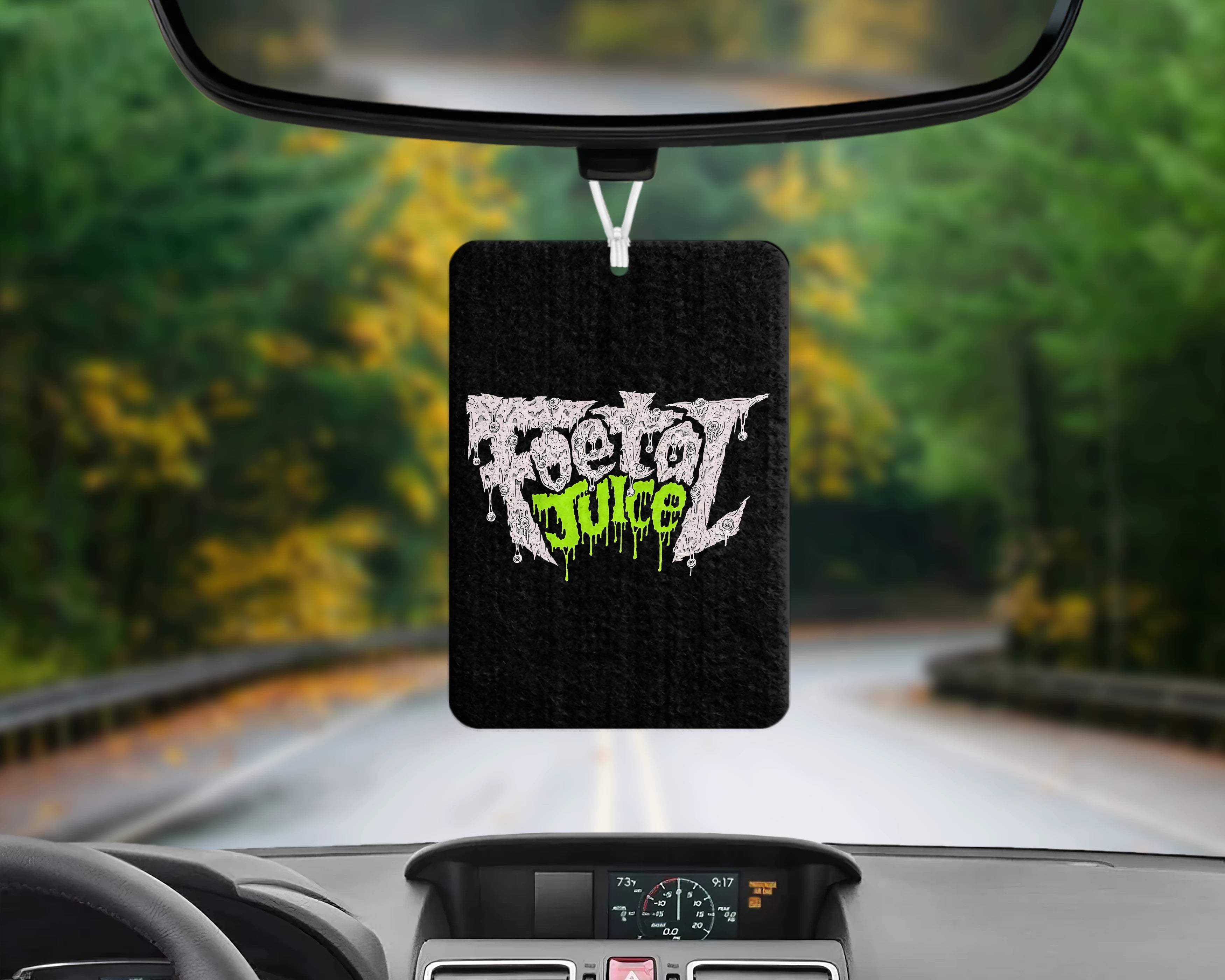 Hang up the official Foetal Juice, 'Logo' air freshener in your car, and keep it smelling fresh.