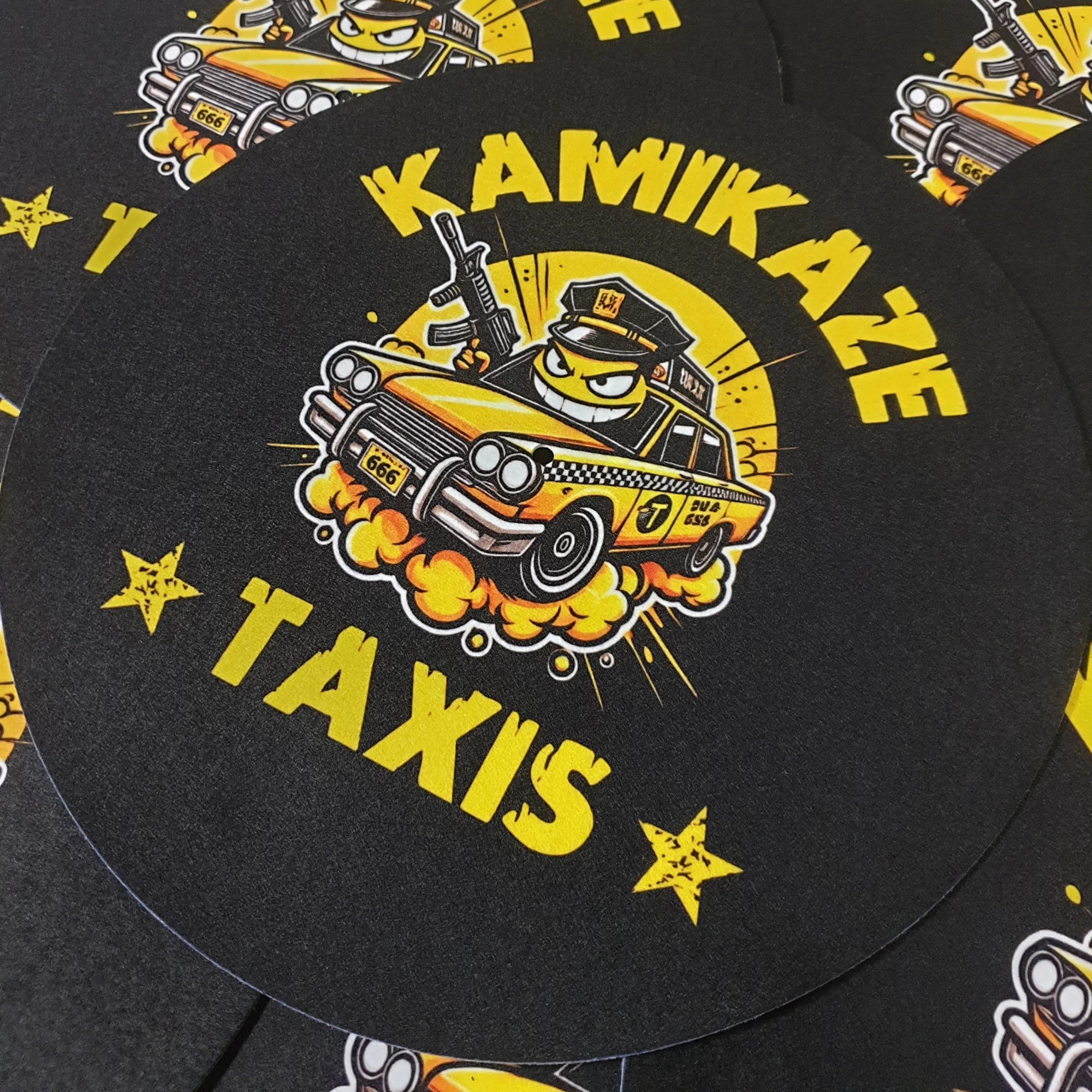 Band logo custom slipmats black and yellow.