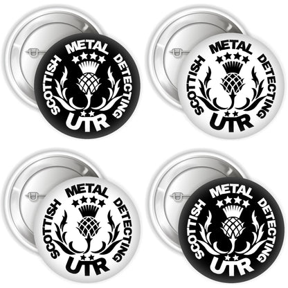 Scottish Metal Detecting 4 Button Badge Pack