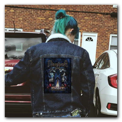 Sew on your own custom back patch to your battle vest.