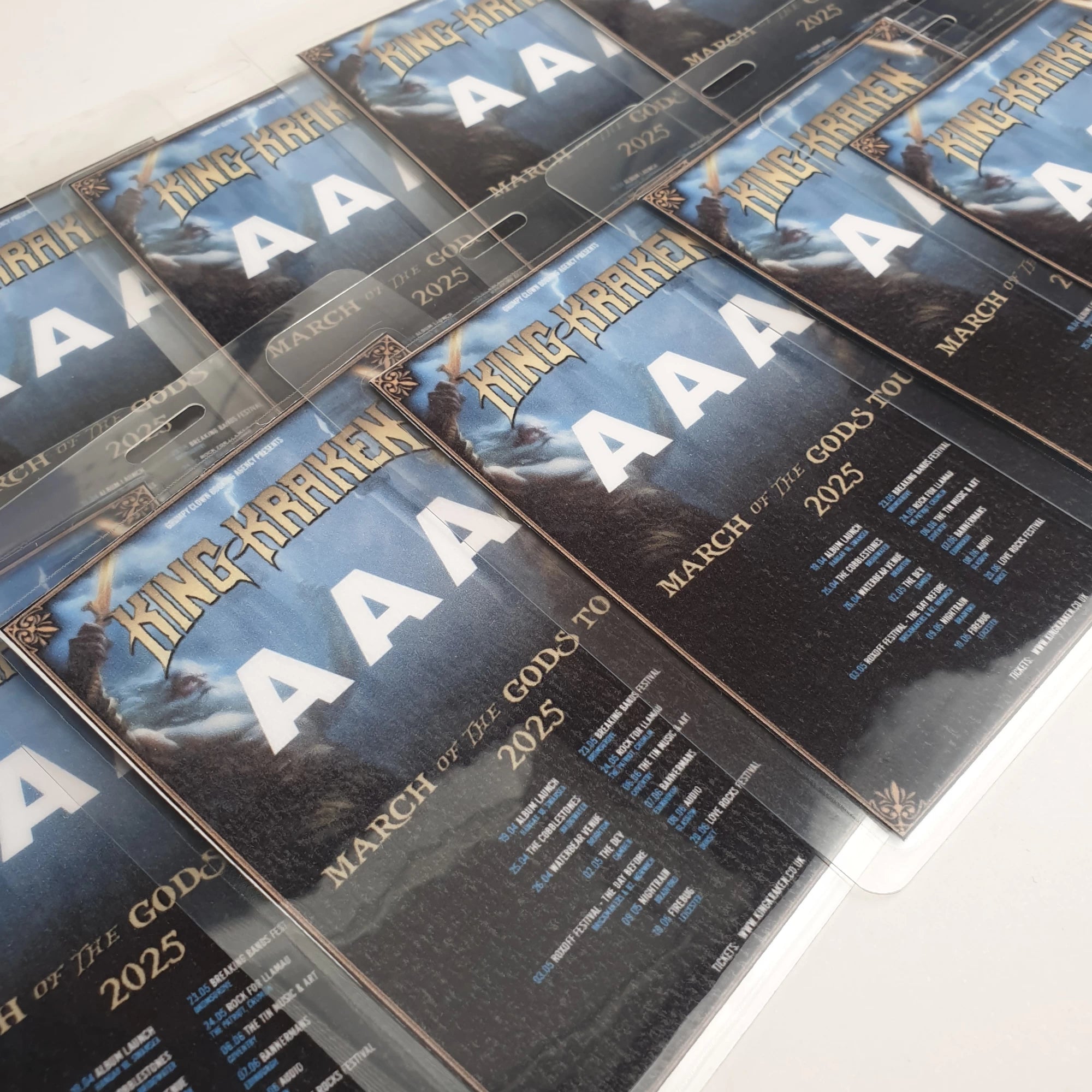 Multiple aaa passes for the band, King Kraken.