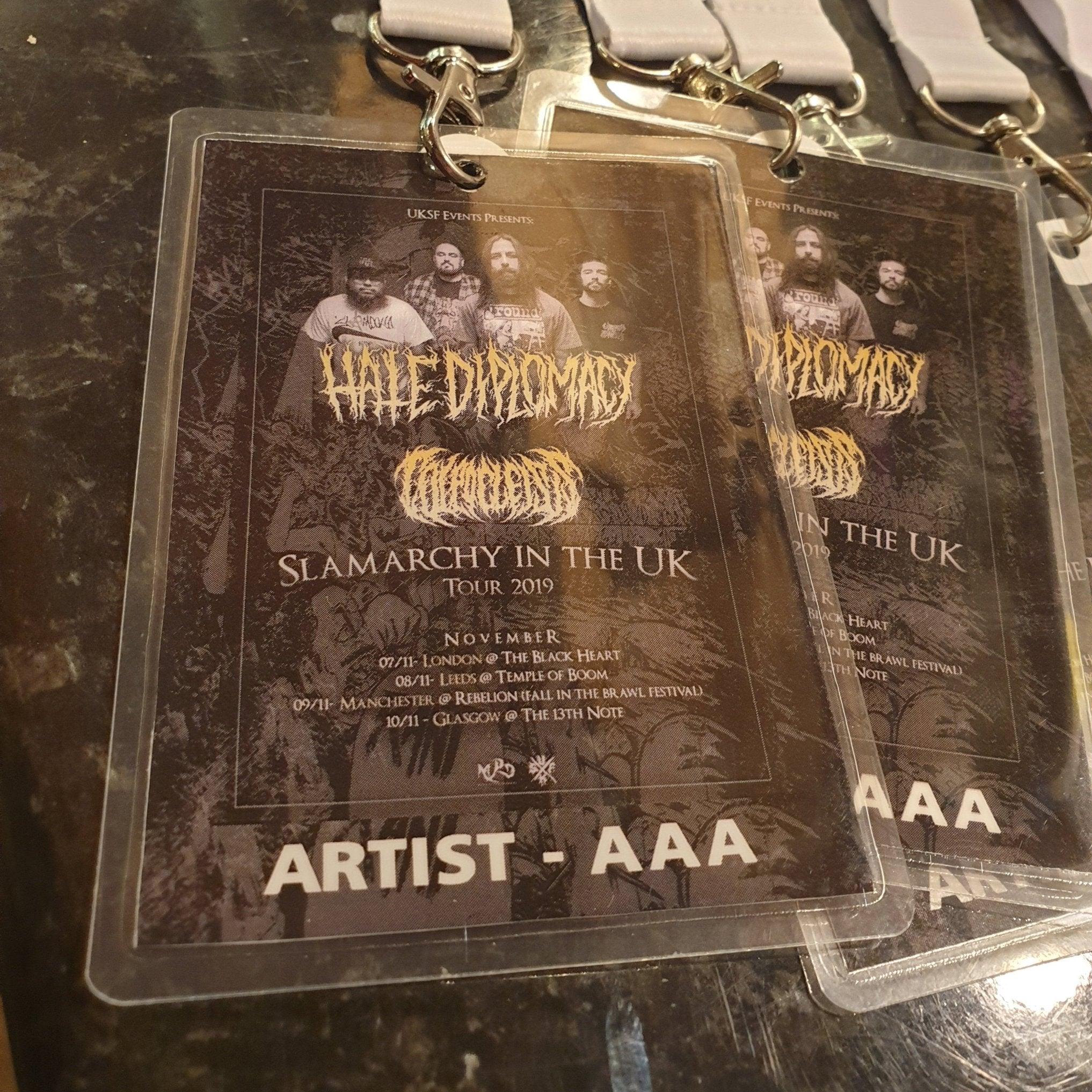 Tour passes for death metal band