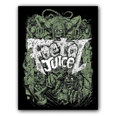 Green more hate, more hell Foetal Juice back patch, designed by Roberto Toderico.