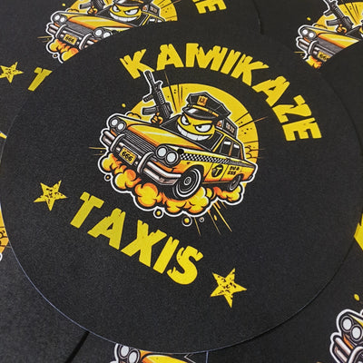Band logo custom slipmats black and yellow.